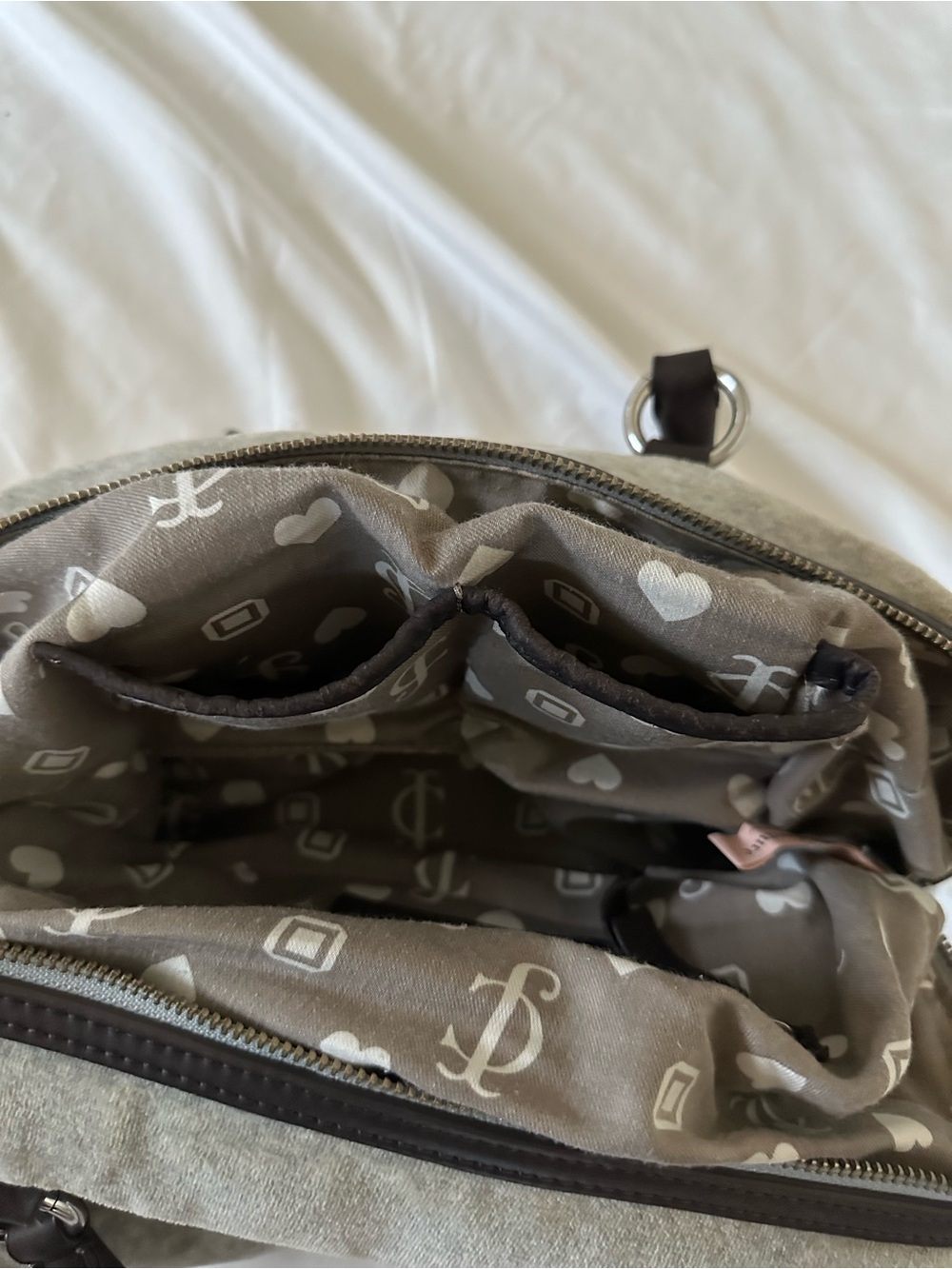 Y2K Juicy Couture Bowler Bag “Grey and Brown Leather” - Picture 9 of 11